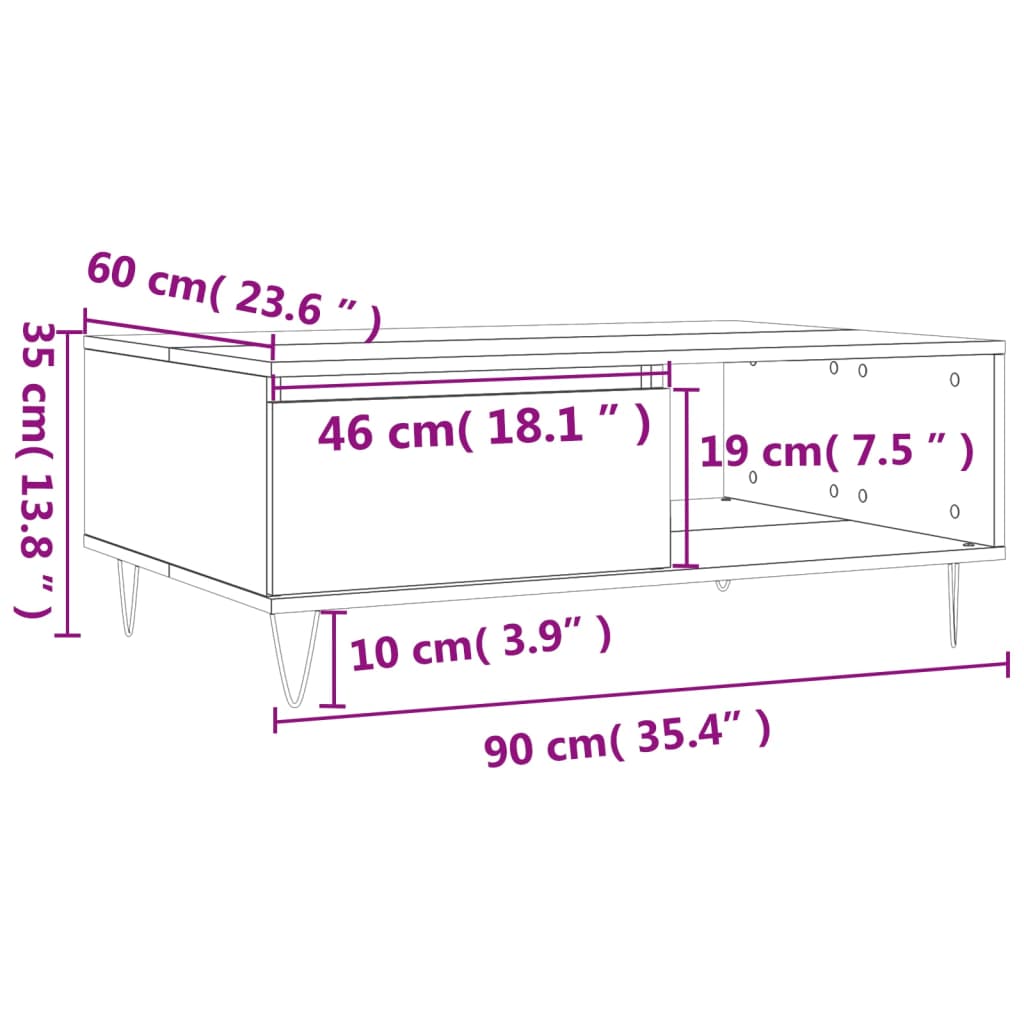Soffbord Vit 90x60x35 cm