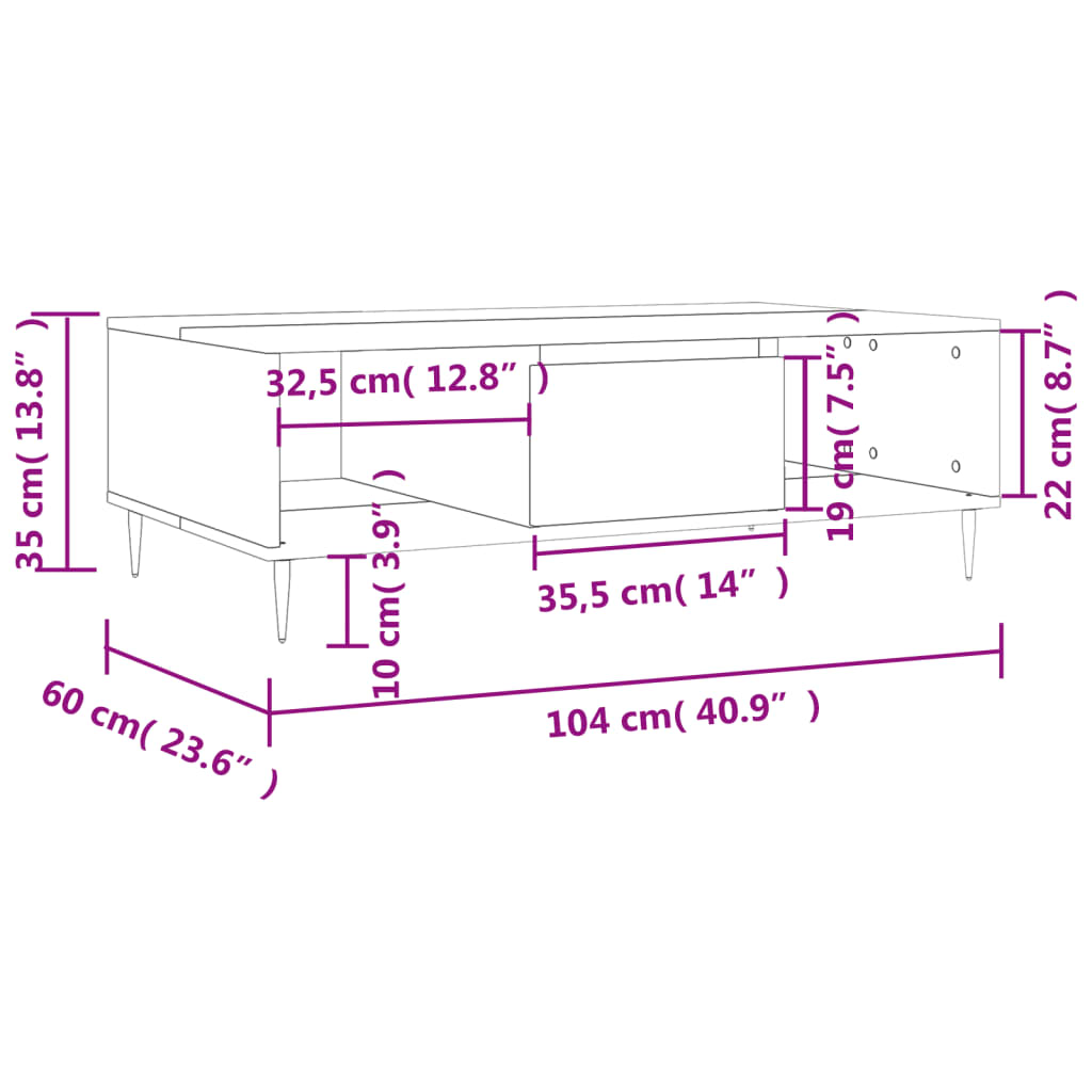 Soffbord Sonoma Ek 104x60x35 cm