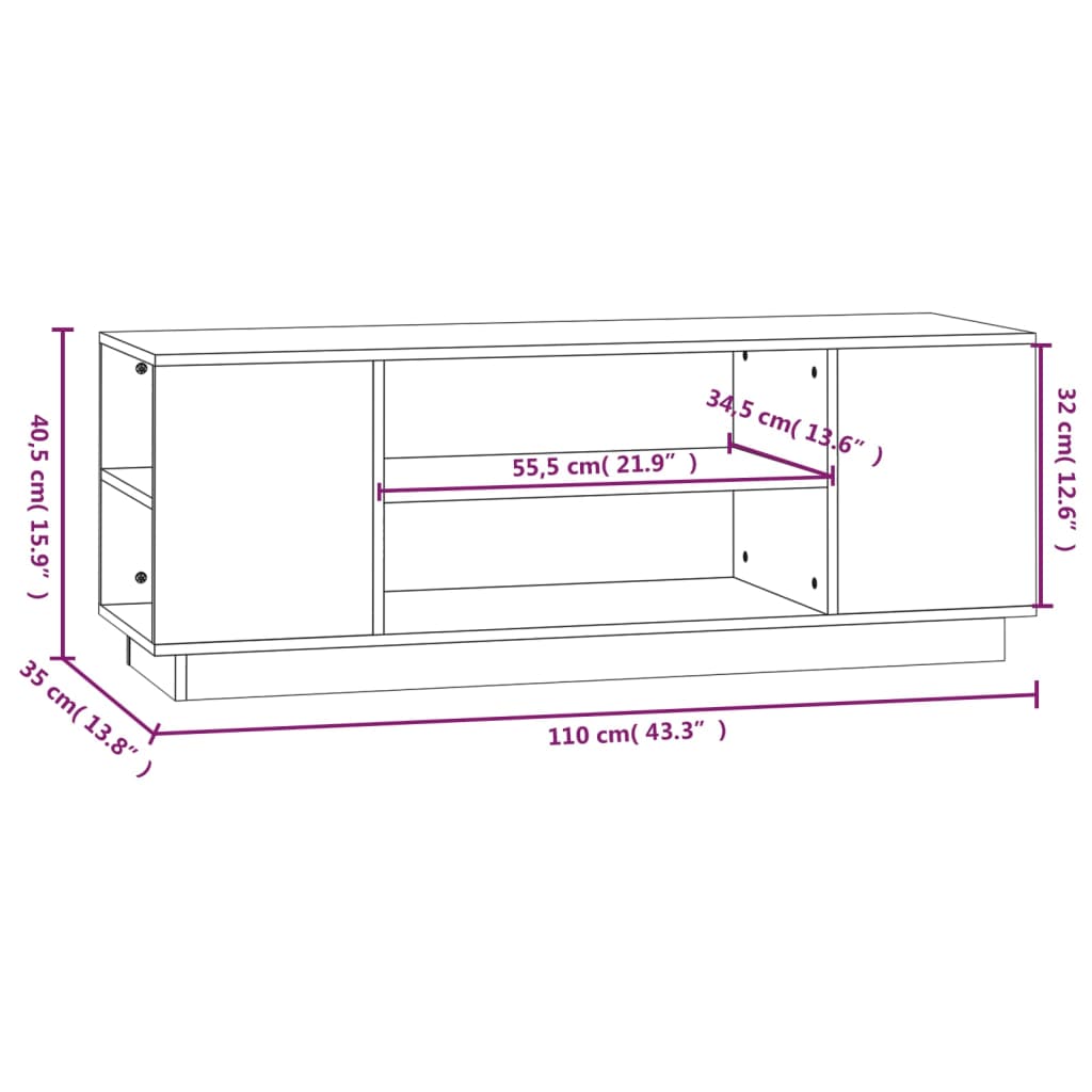 TV-Möbel Brun TV-Bänk honungsbrun 110x35x40,5 cm massiv furu