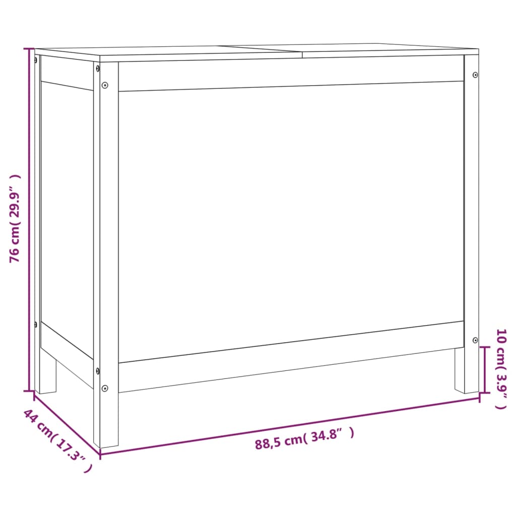 Tvättkorg Svart 88,5x44x76 cm massiv furu