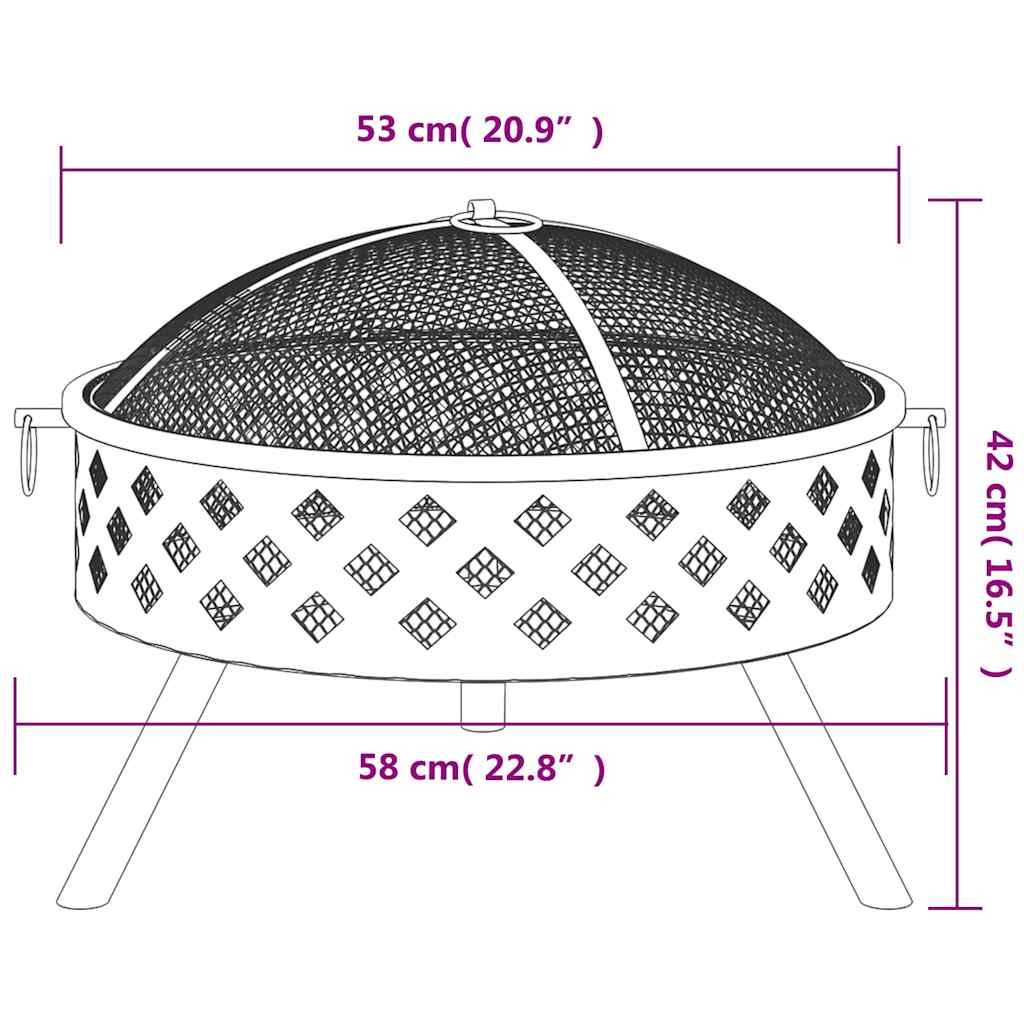 Eldstad med eldgaffel 58 cm XXL stål