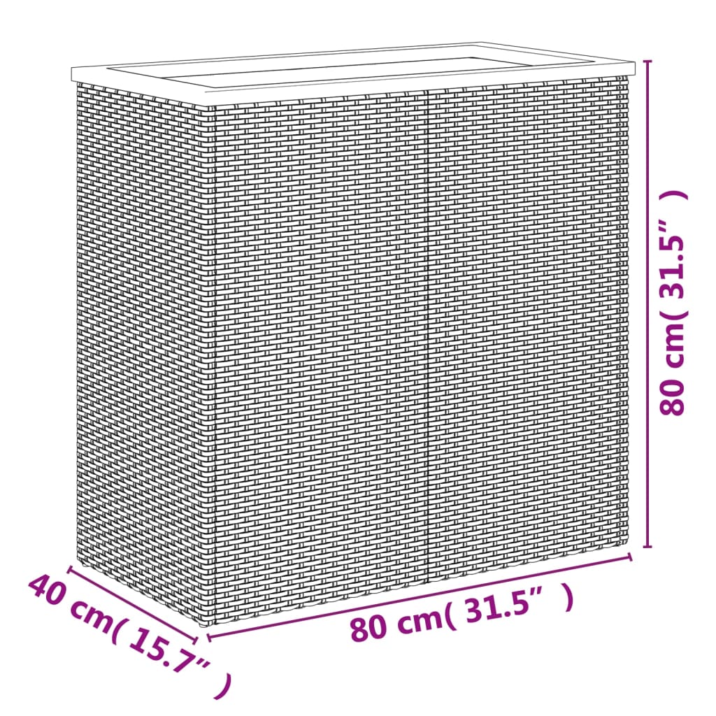 Blomkruka Utomhus Konstrotting Svart 80x40x80 cm