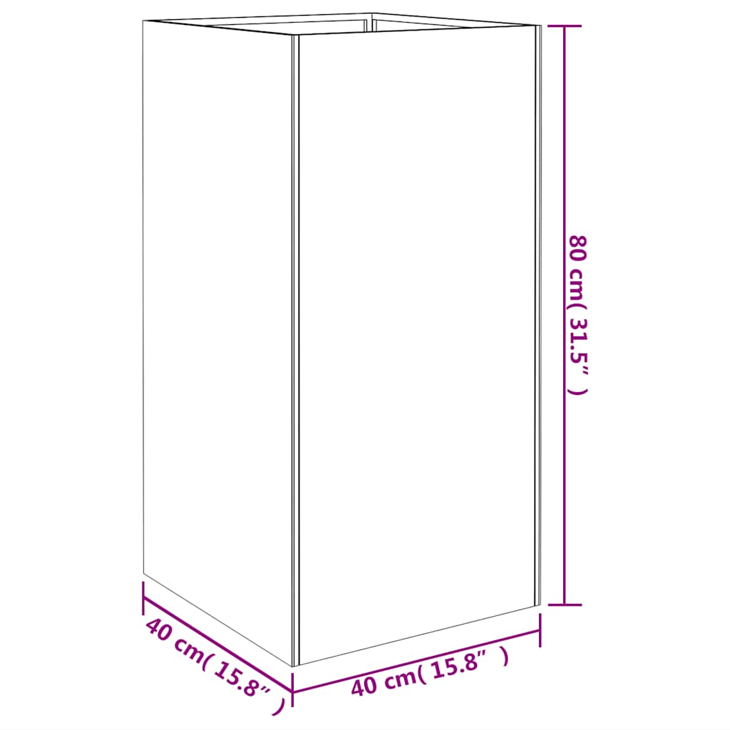 Utomhus Blomkruka Metall 40x40x80 cm rosttrögt stål