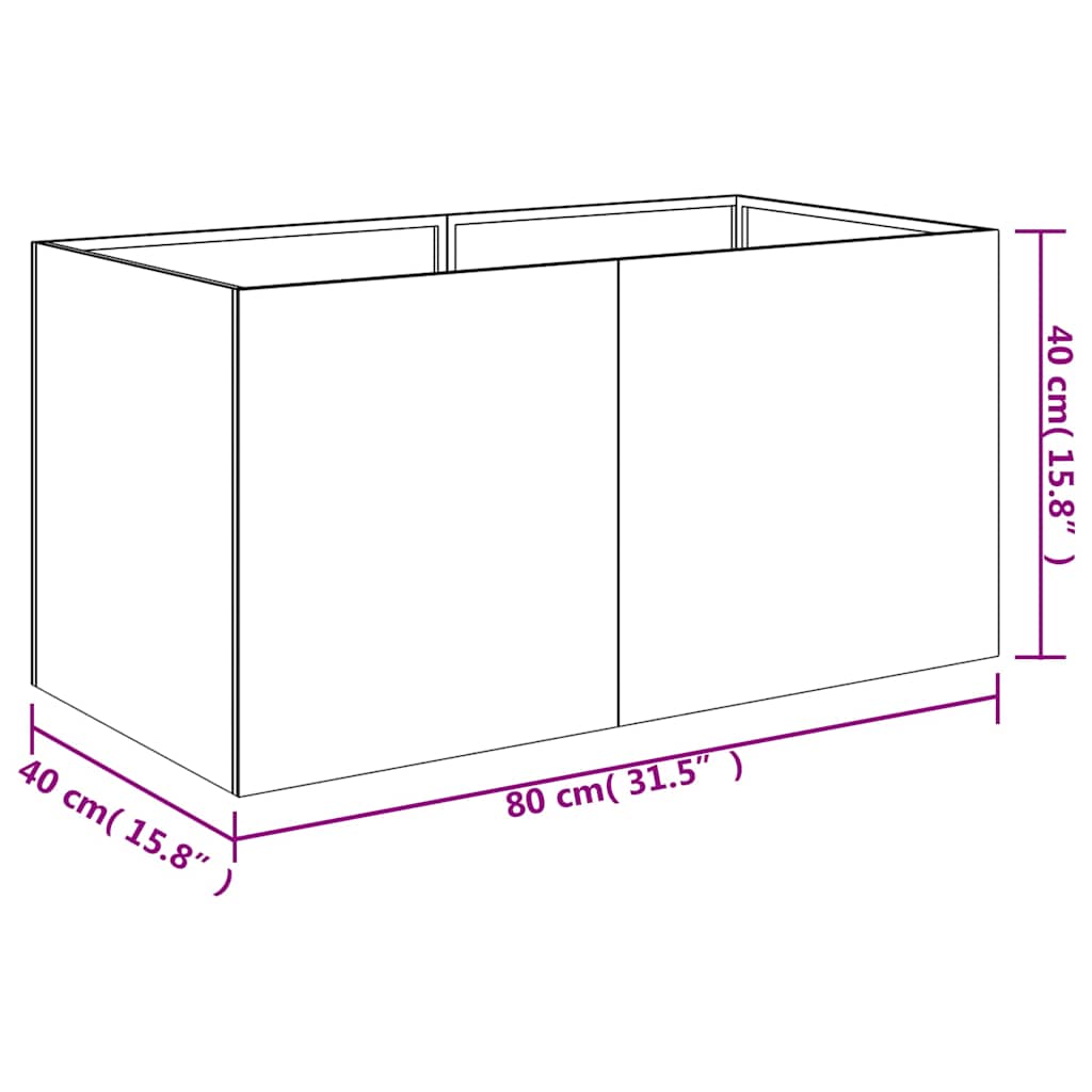 Utomhus Blomkruka Metall 80x40x40 cm rosttrögt stål