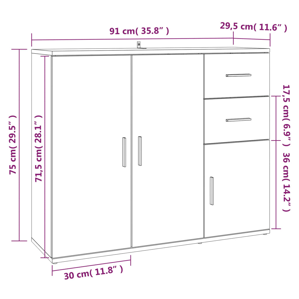 Skänk Sonoma Ek 91x29,5x75 cm