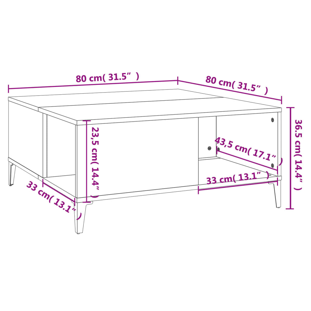 Soffbord Sonoma Ek 80x80x36,5 cm