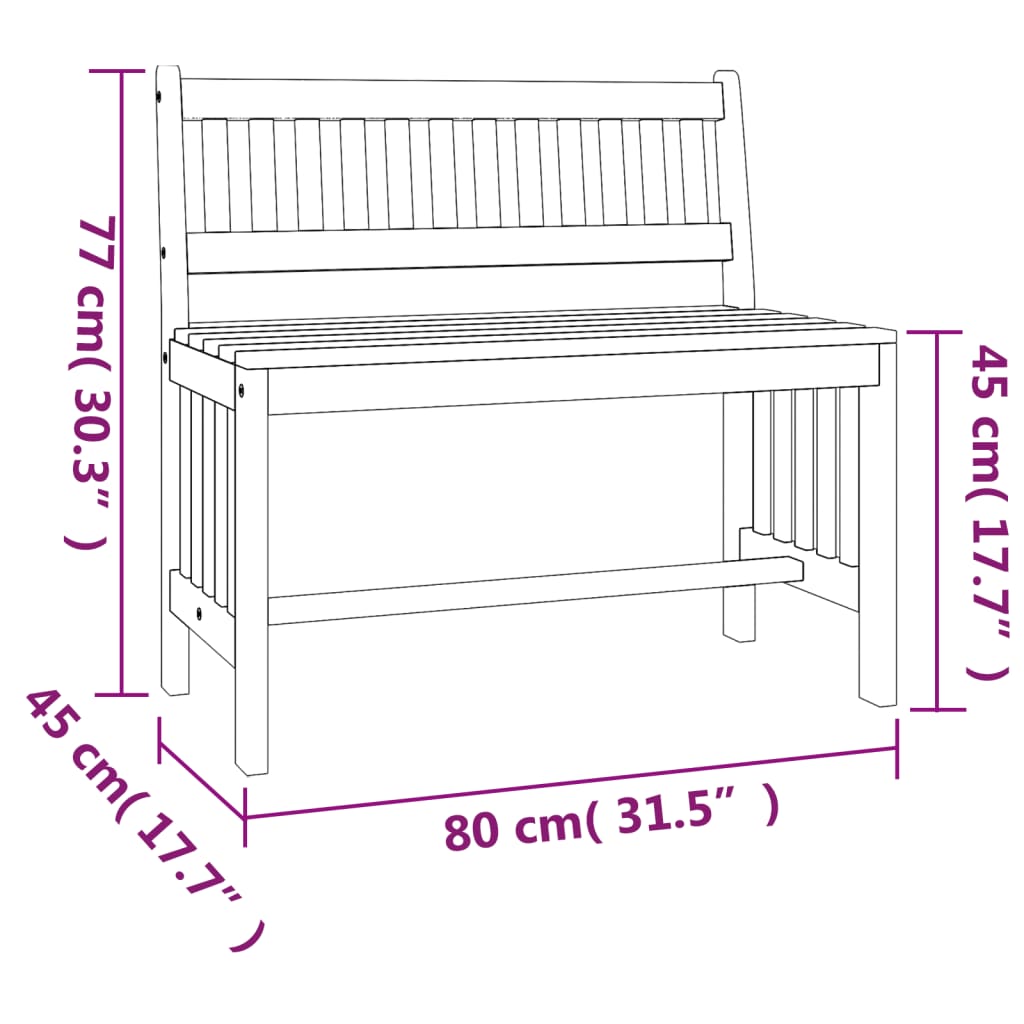 Trädgårdsbänk Trä 80 cm massivt eukalyptusträ