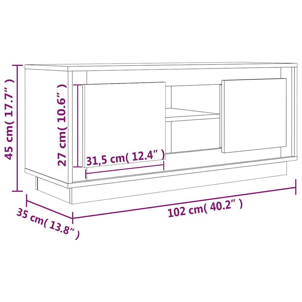 TV-Möbel Vit TV-Bänk 102x35x45 cm