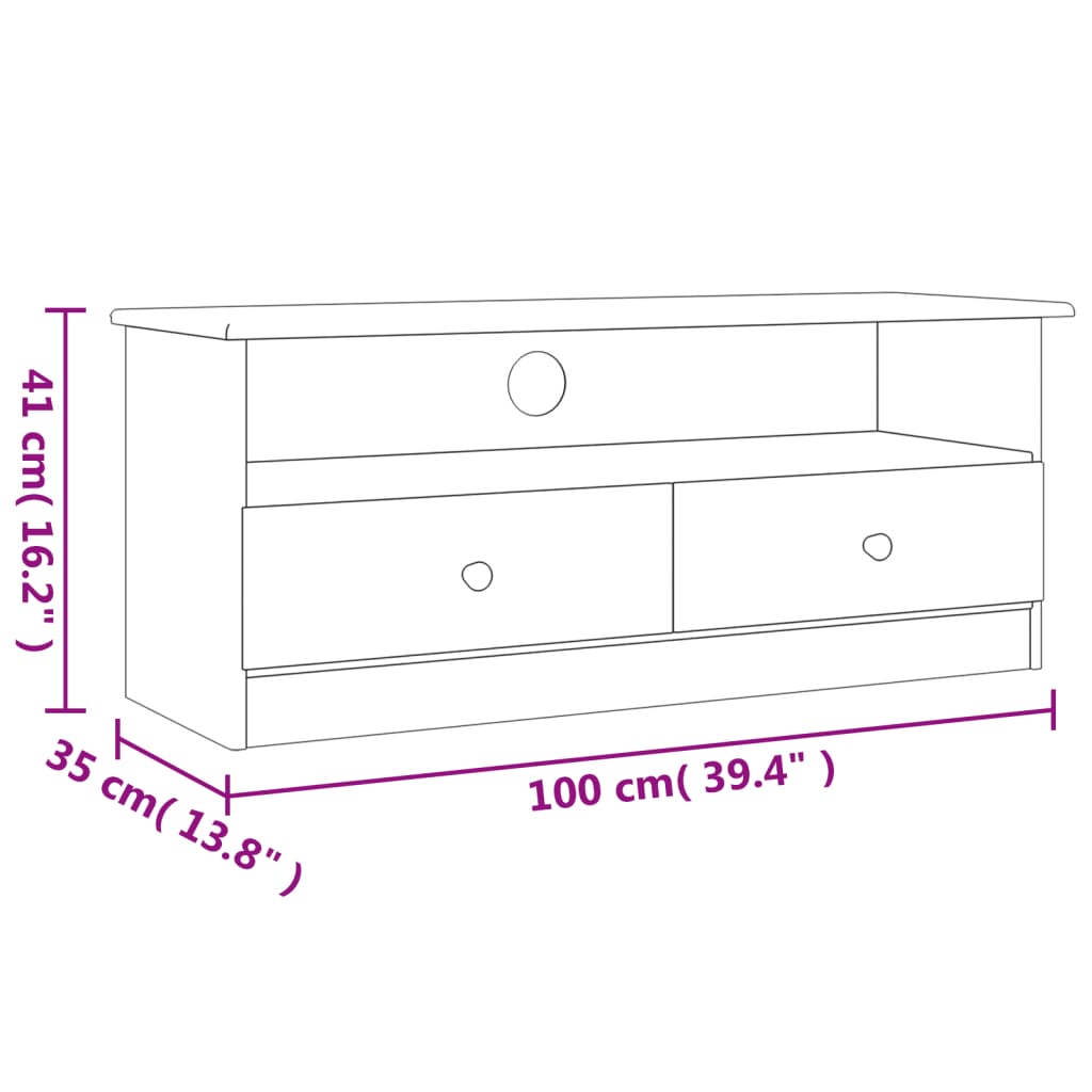 TV-Möbel Trä TV-Bänk med lådor ALTA 100x35x41 cm massiv furu