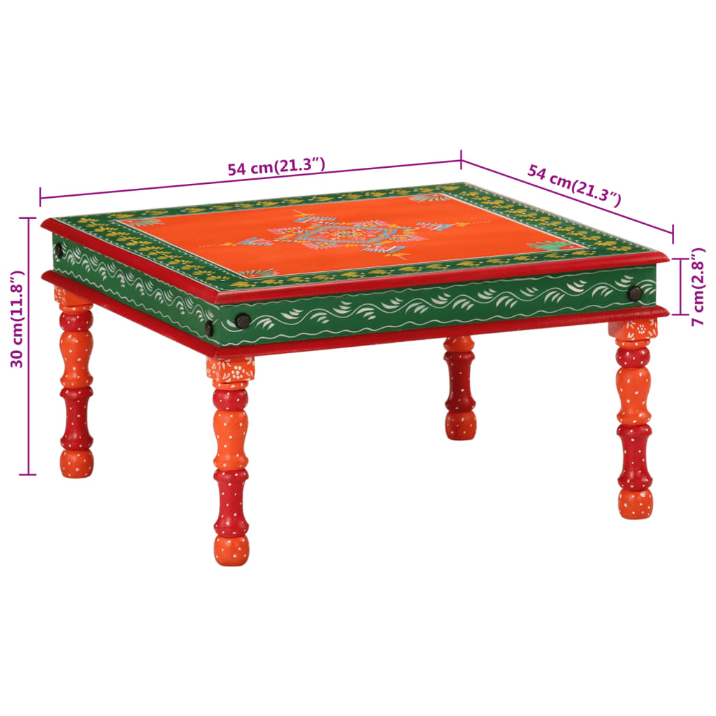Soffbord orange handmålat massivt mangoträ