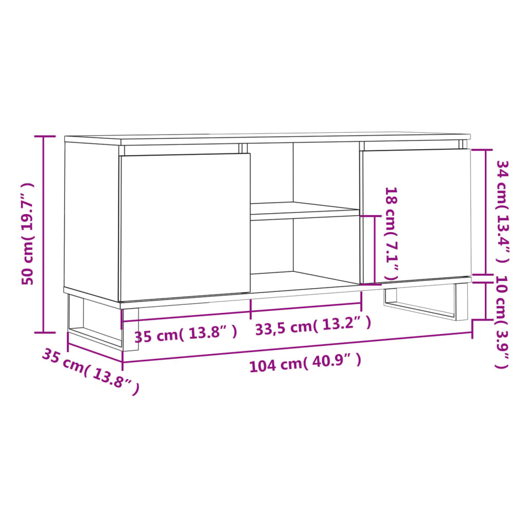 TV-Möbel Vit TV-Bänk 104x35x50 cm