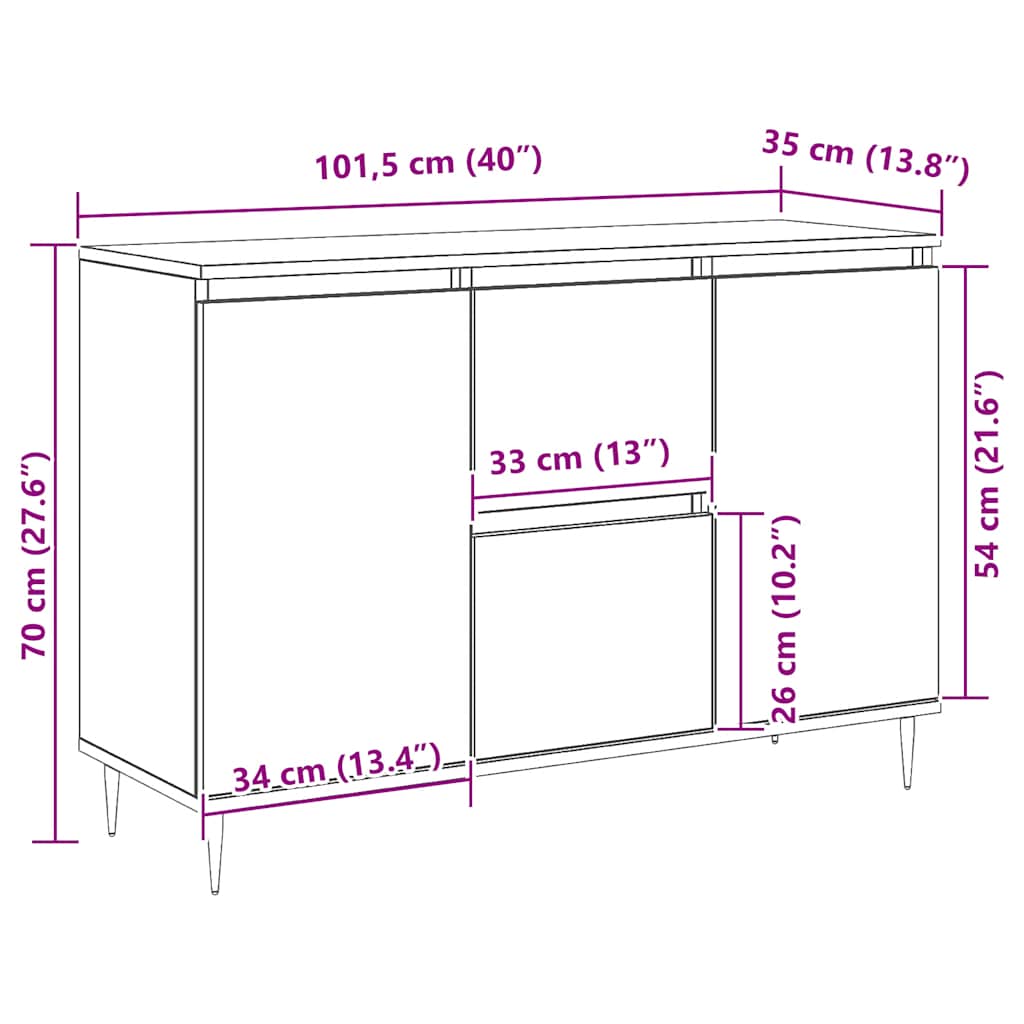 Skänk Vit 101,5x35x70 cm