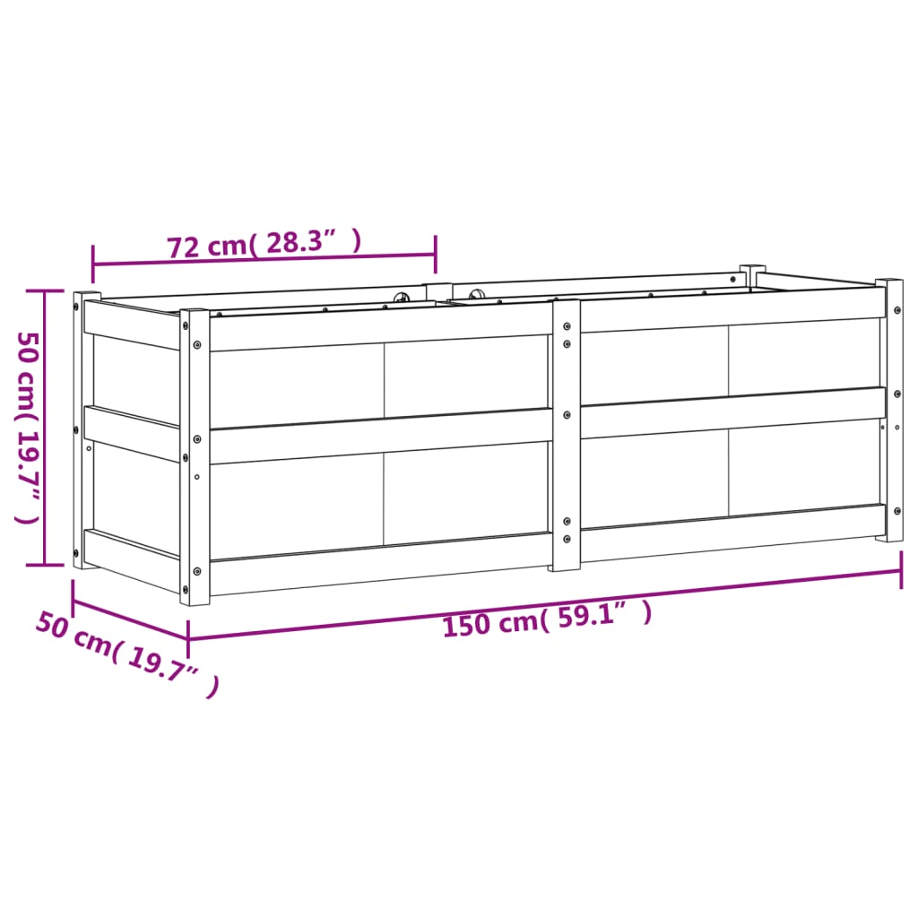 Utomhus Blomkruka Trä 150x50x50 cm Vit massiv furu