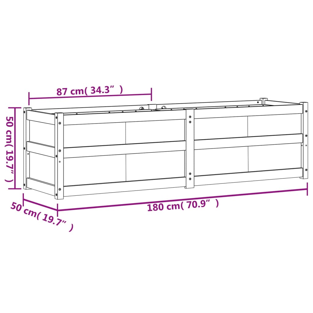 Utomhus Blomkruka Trä 180x50x50 cm Vit massiv furu