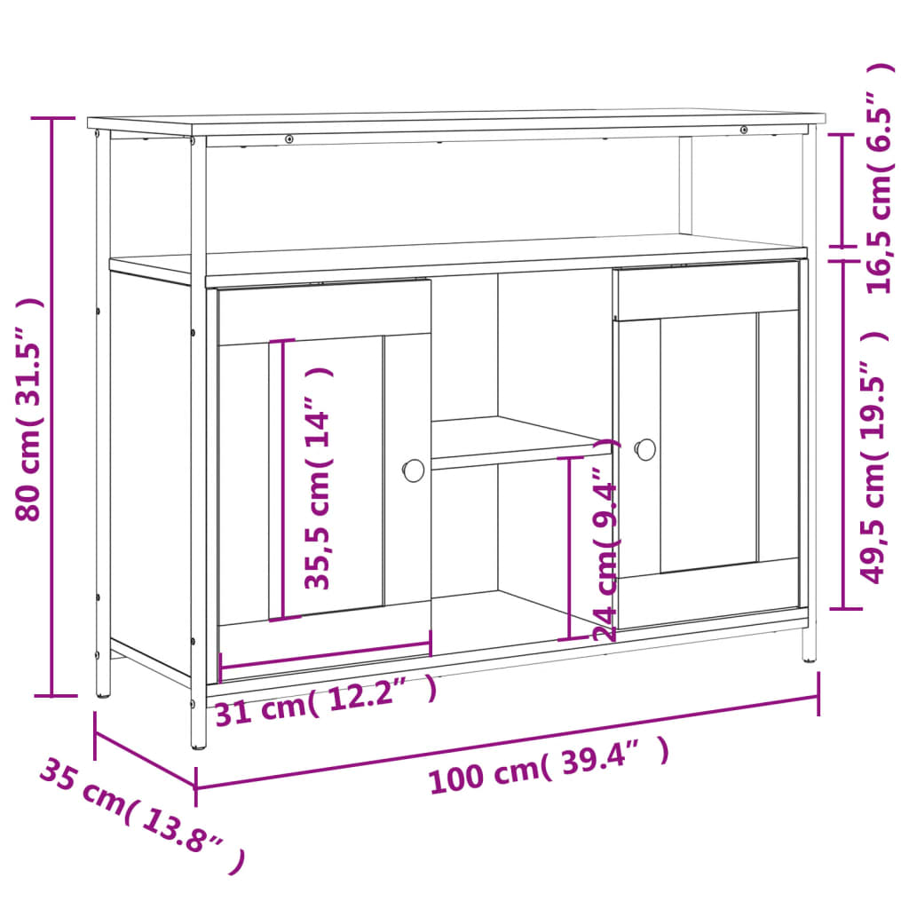 Skänk Sonoma Ek 100x35x80 cm