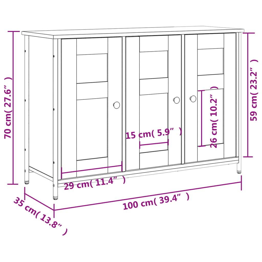 Skänk sonoma-ek 100x35x75 cm konstruerat trä