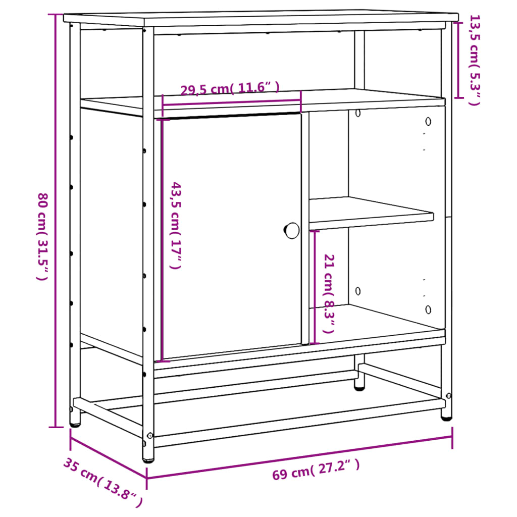 Skänk Sonoma Ek 69x35x80 cm