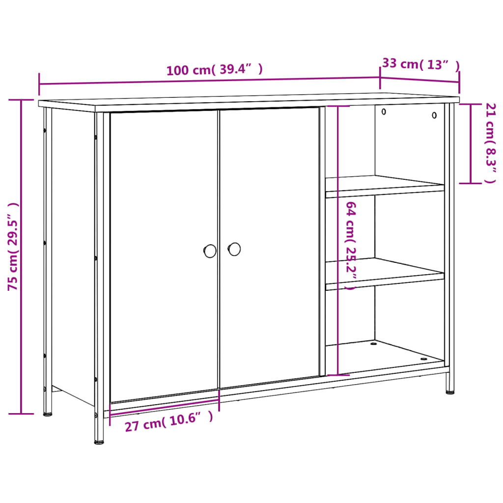 Skänk Sonoma Ek 100x33x75 cm