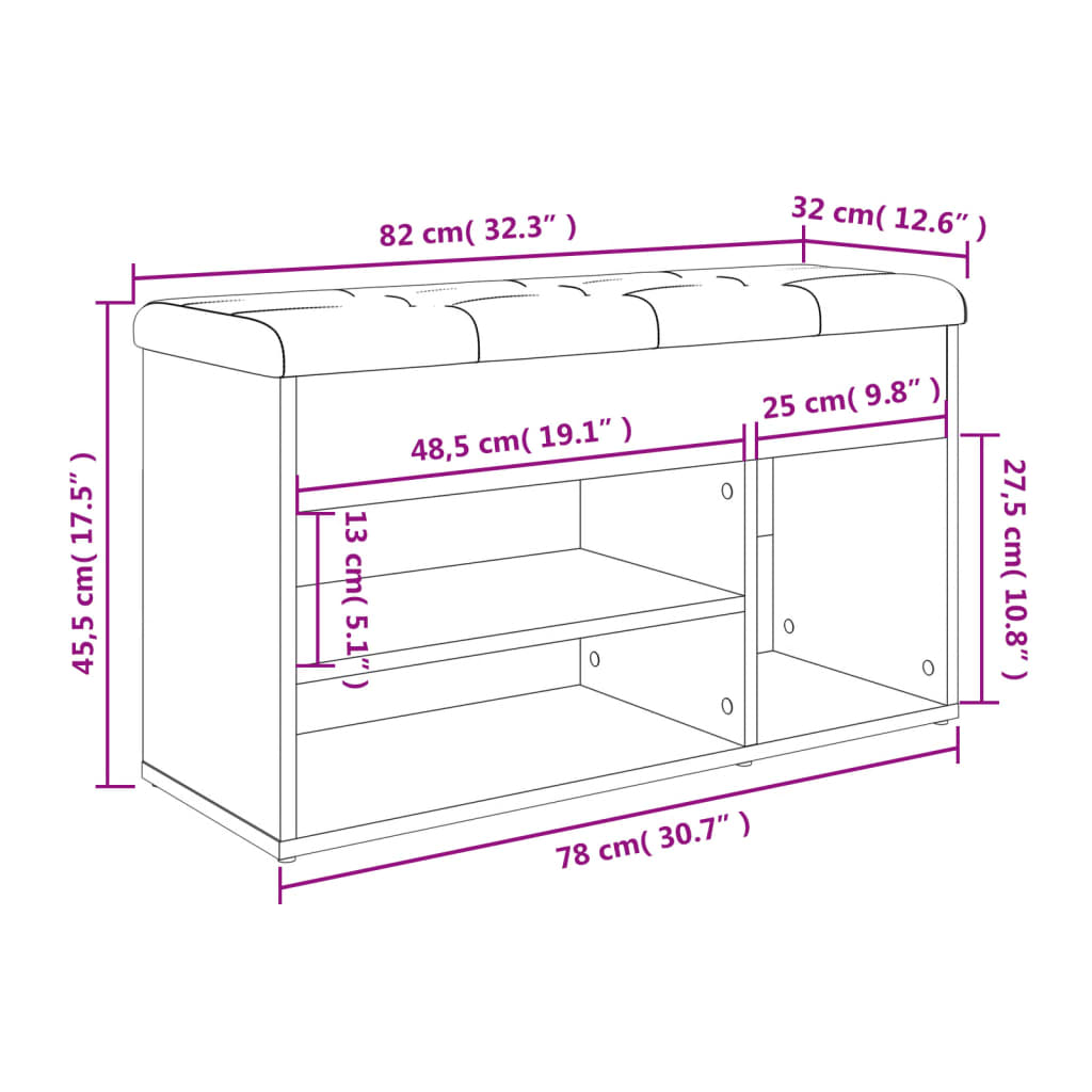 Skoställ Sonoma Ek Skobänk 82x32x45,5 cm