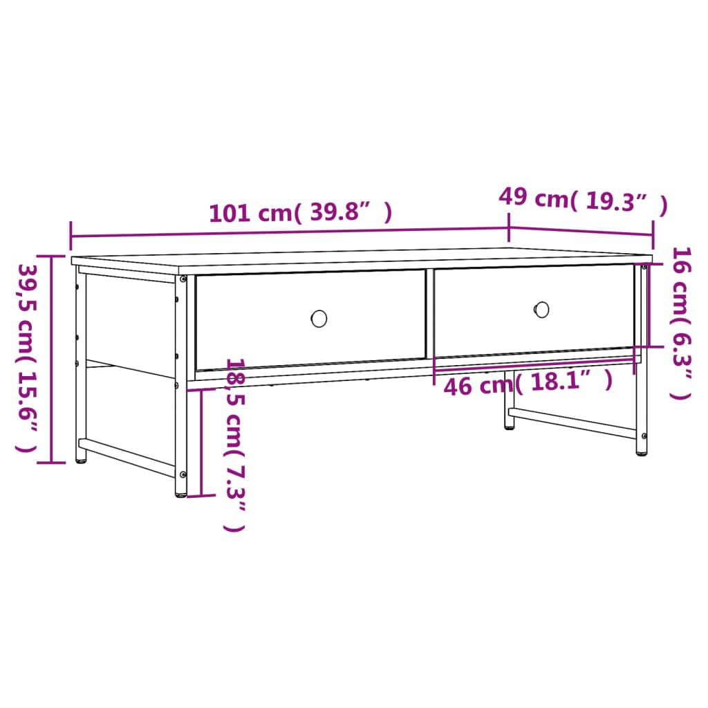 Soffbord Sonoma Ek 101x49x39,5 cm