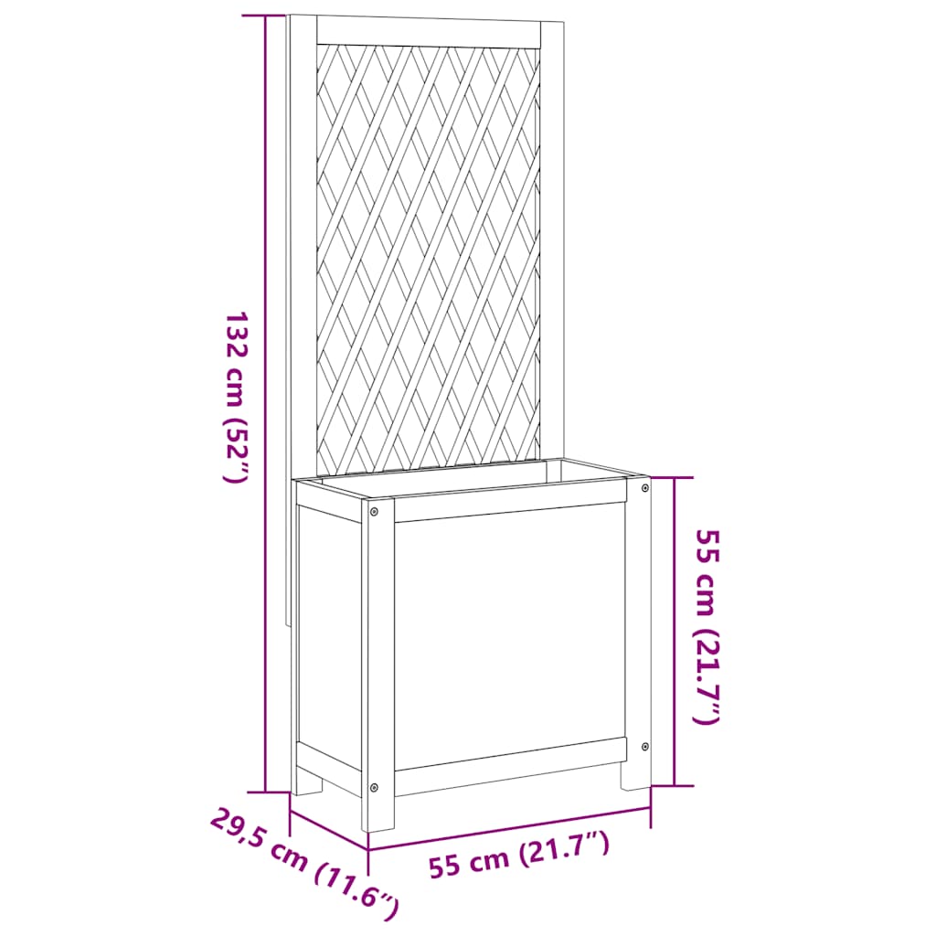 Trädgårdsspaljé Odlingslåda Trä med spaljé 55x29,5x132 cm massiv akacia