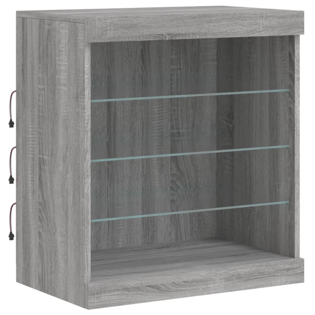 Skänk med LED-belysning grå sonoma 181,5x37x67 cm