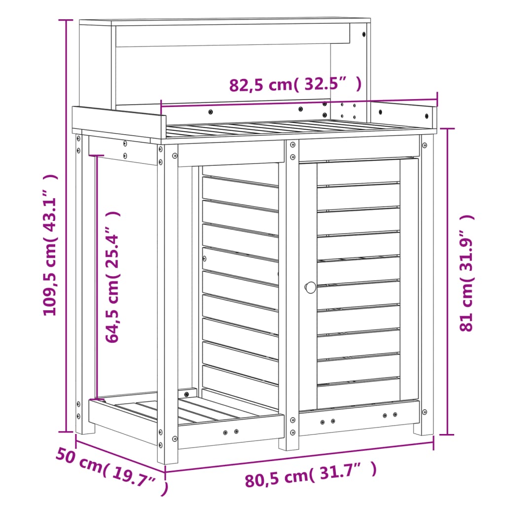 Utomhus Blomställning Planteringsbord med hyllor Vit 82,5x50x109,5 cm massiv furu