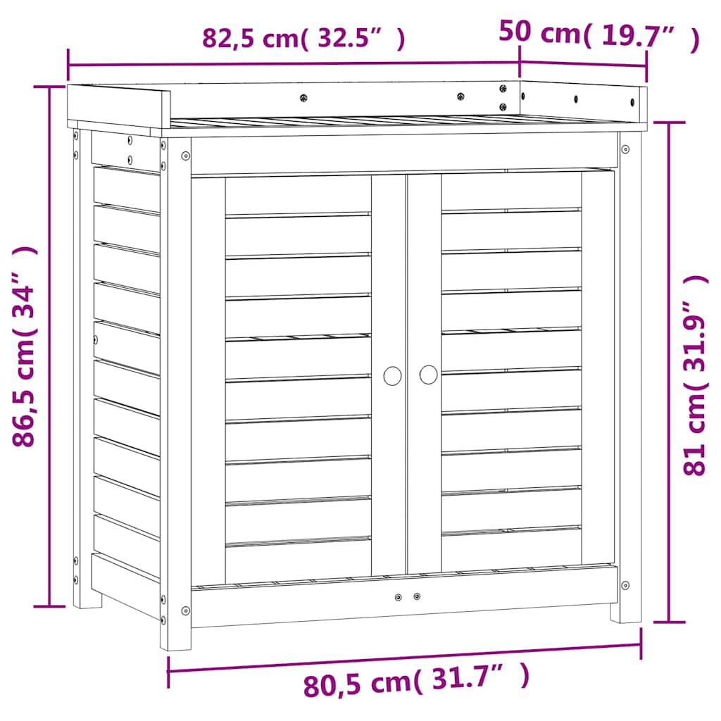 Utomhus Blomställning Planteringsbord med hyllor Brun 82,5x50x86,5 cm massiv furu