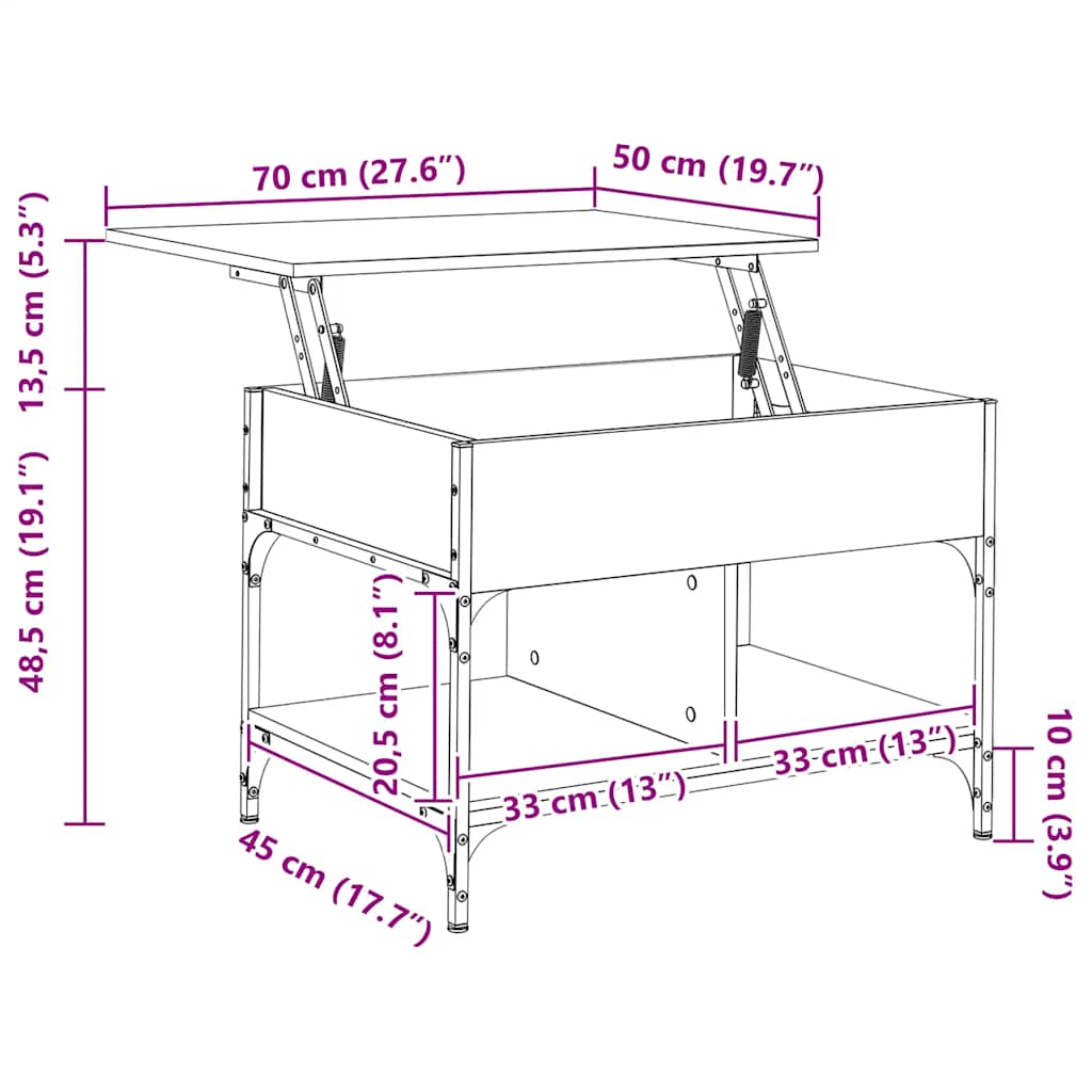 Soffbord Svart 70x50x50 cm och metall
