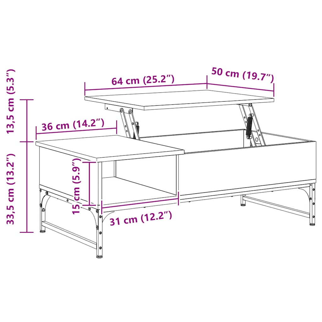 Soffbord Brun Ek 100x50x35 cm och metall