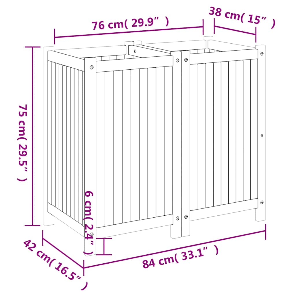Utomhus Blomkruka Trä med foder 84x42x75 cm massivt akaciaträ