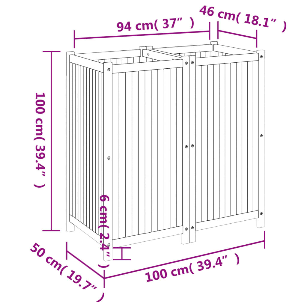 Utomhus Blomkruka Trä med foder 100x50x100 cm massivt akaciaträ