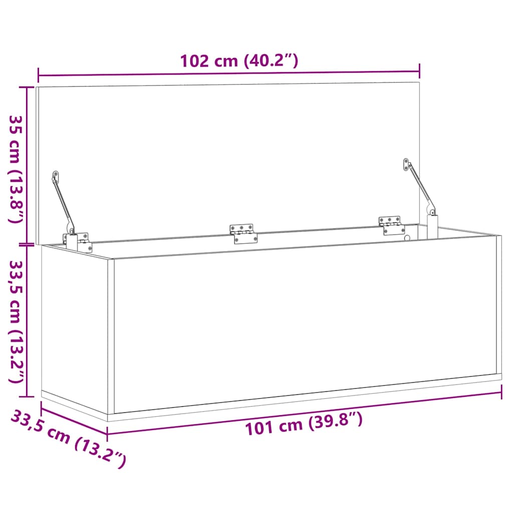 Förvaringskista Förvaringslåda Betonggrå 102x35x35 cm