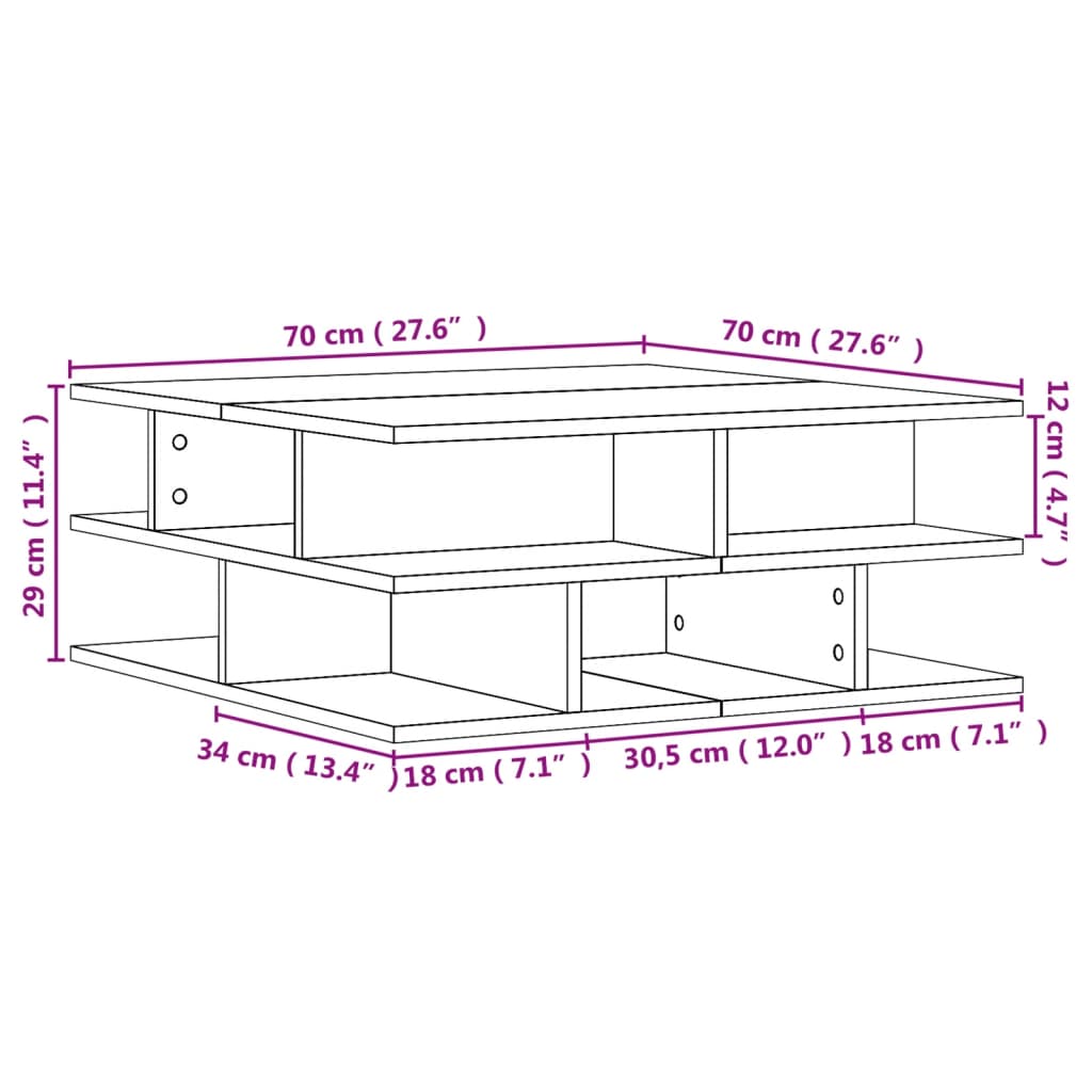 Soffbord Rökfärgad Ek 70x70x29 cm