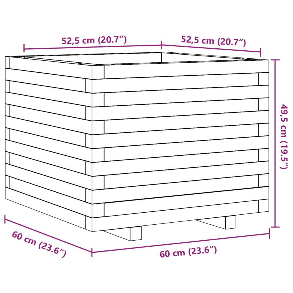 Utomhus Blomkruka Trä 60x60x49,5 cm massivt furuträ