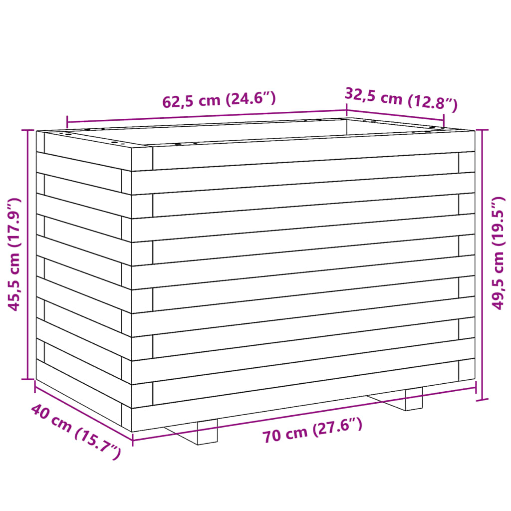 Utomhus Blomkruka Trä 70x40x49,5 cm massivt furuträ