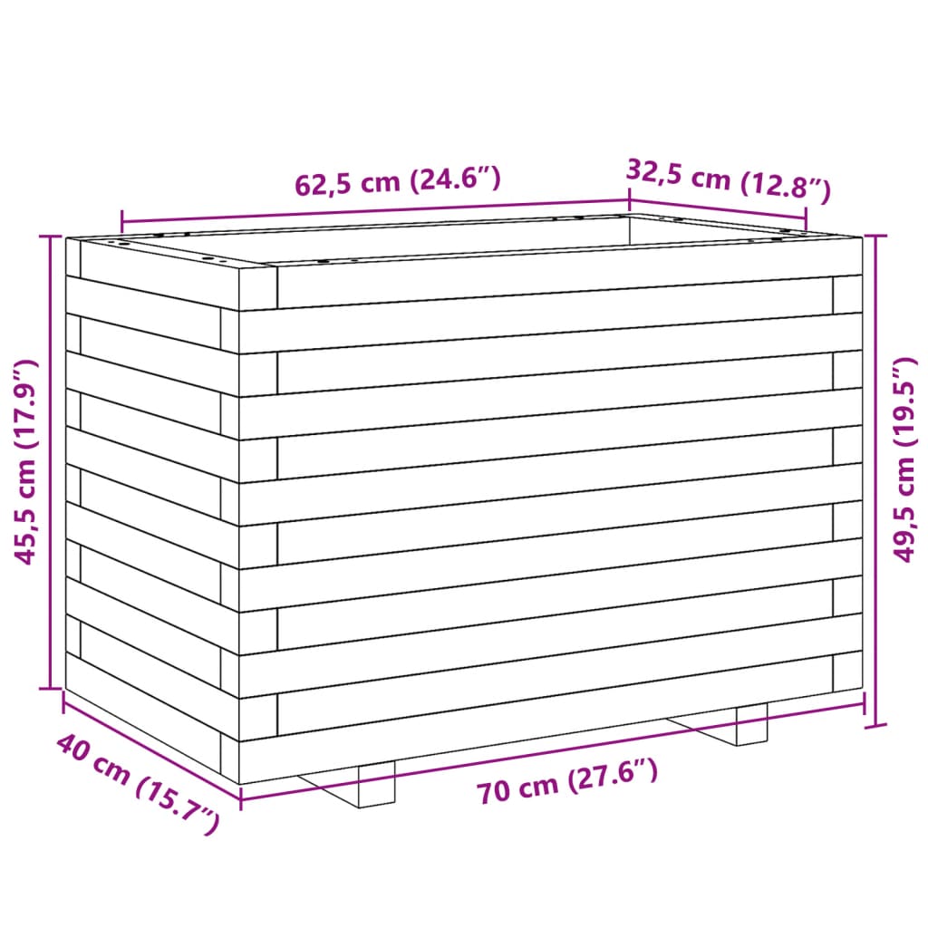 Utomhus Blomkruka Trä 70x40x49,5 cm impregnerat furu
