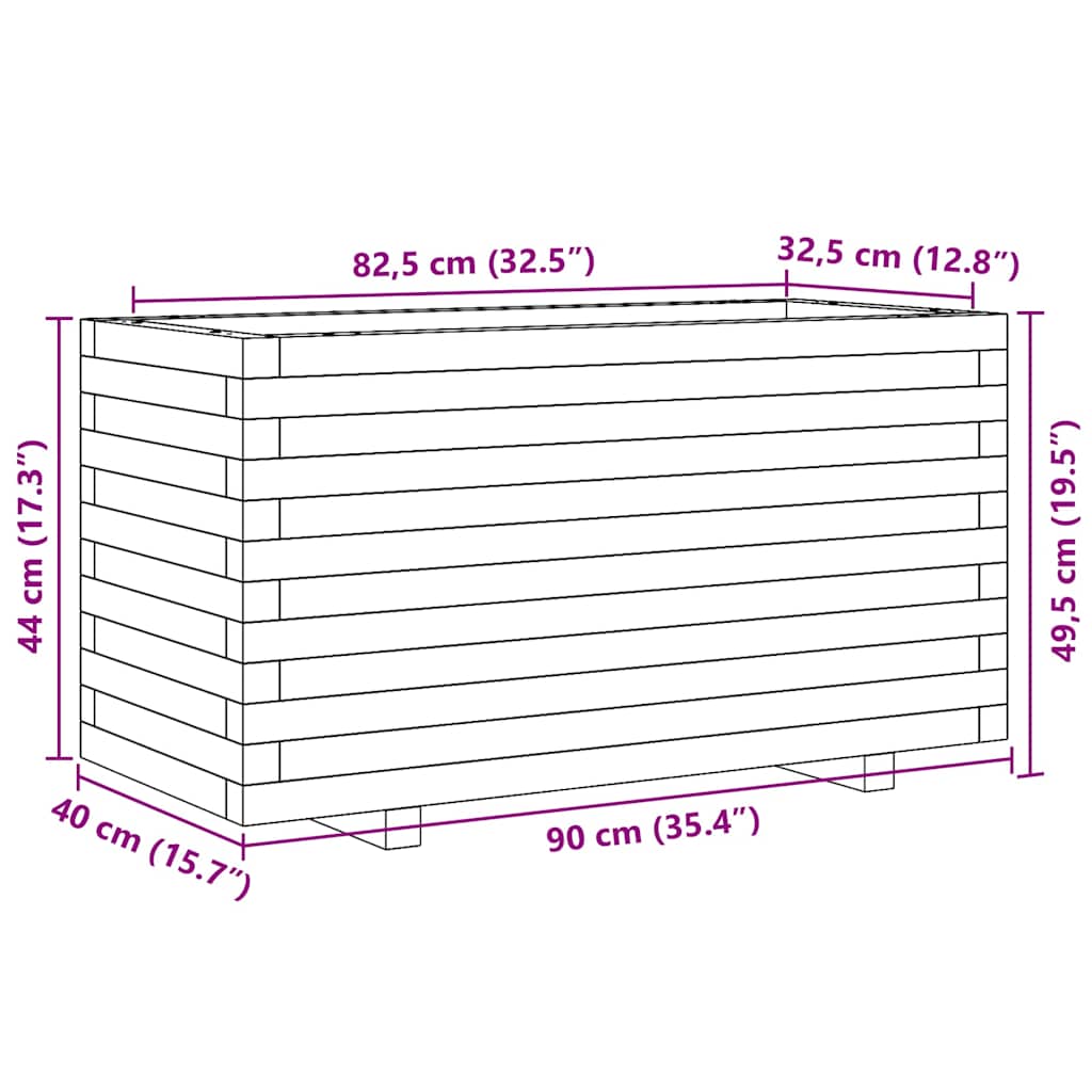 Utomhus Blomkruka Trä 90x40x49,5 cm impregnerat furu