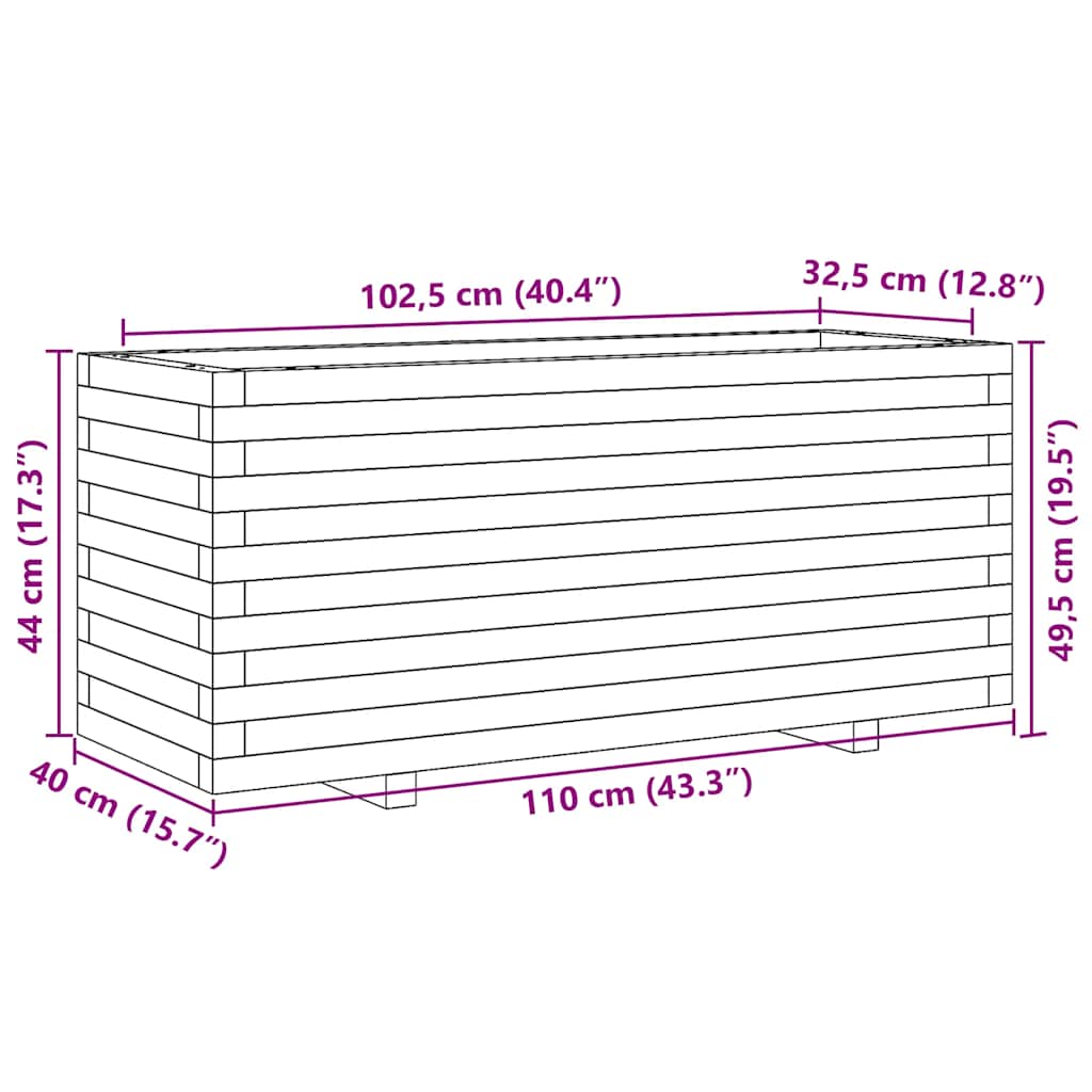 Utomhus Blomkruka Trä Vit 110x40x49,5 cm massiv furu