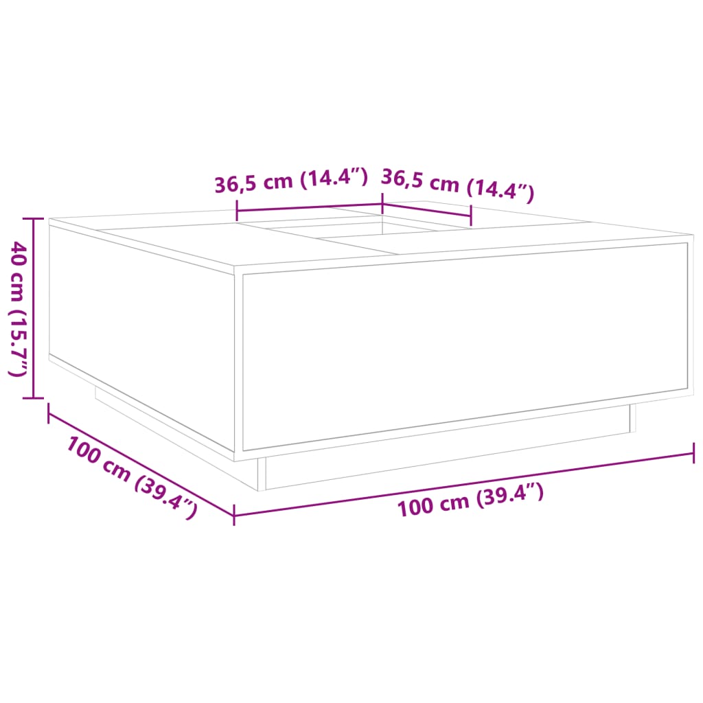 Soffbord Sonoma Ek 100x100x40 cm