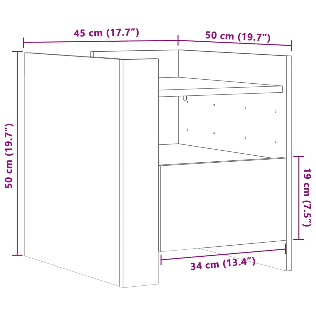 Sängbord Nattduksbord Vit 45x50x50 cm
