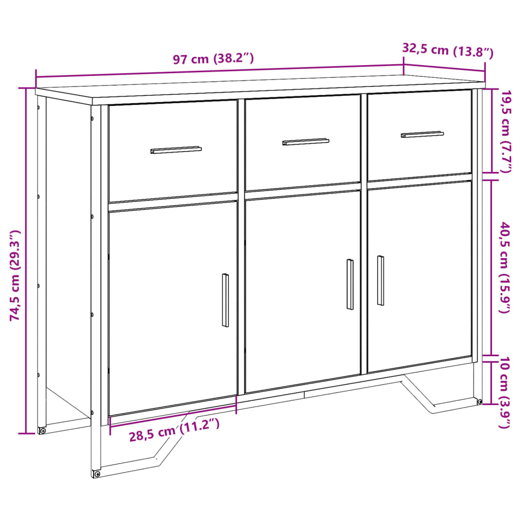 Skänk Sonoma Ek 97x32,5x74,5 cm