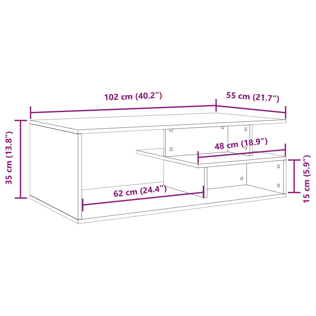 Soffbord Brun Ek 102x55x35 cm
