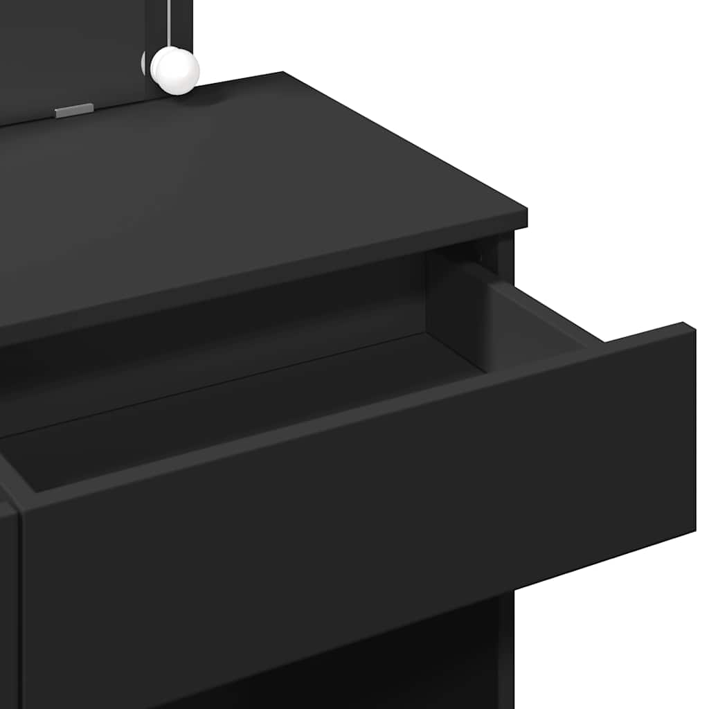 Sminkbord med LED svart 100x40x120 cm