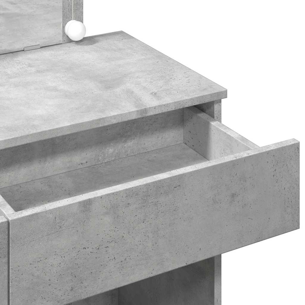 Sminkbord med LED betonggrå 100x40x120 cm