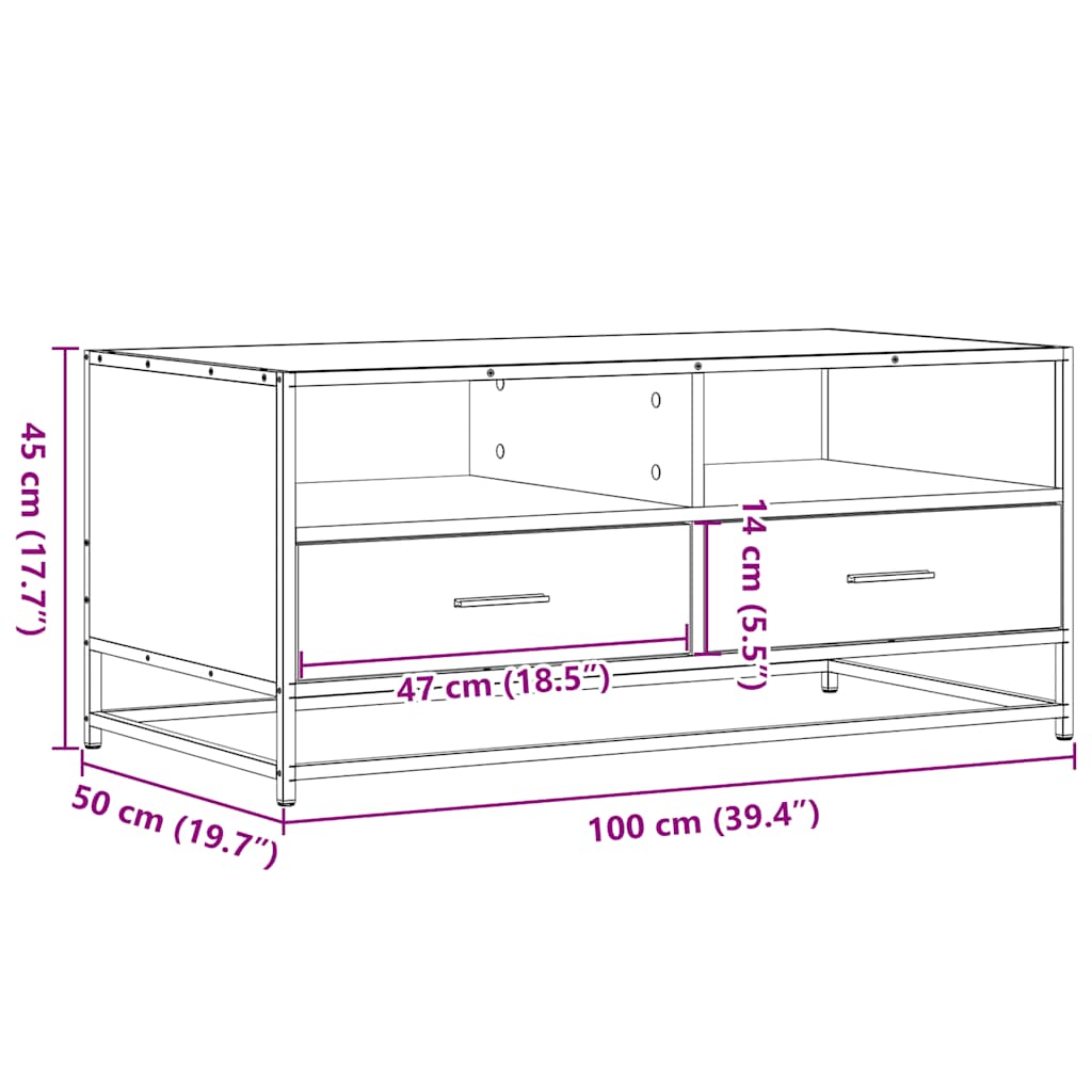 Soffbord Sonoma Ek 100x50x45 cm metall