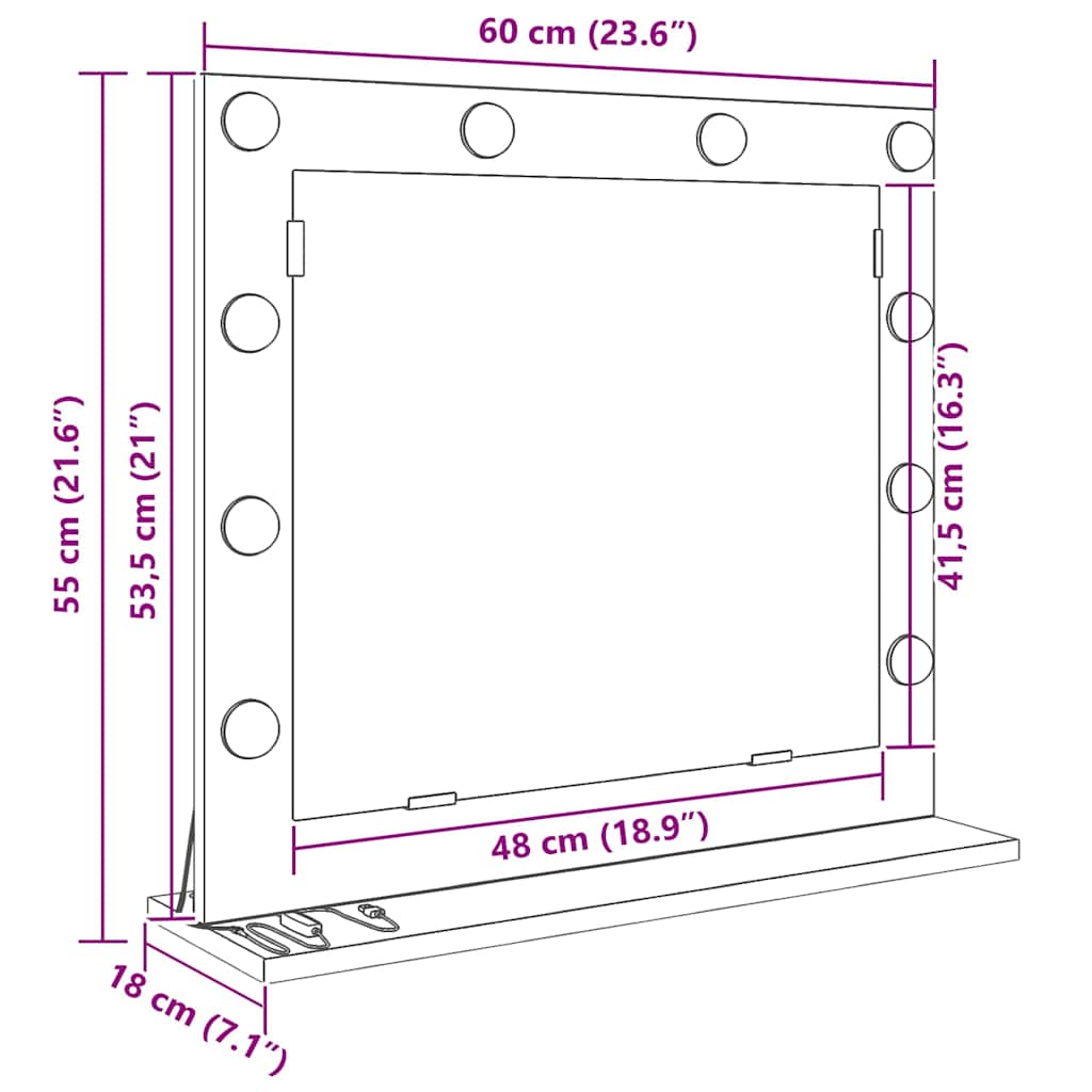 Smink Spegel Vit 60 x 55 x 18 cm Glas och konstruerat trä