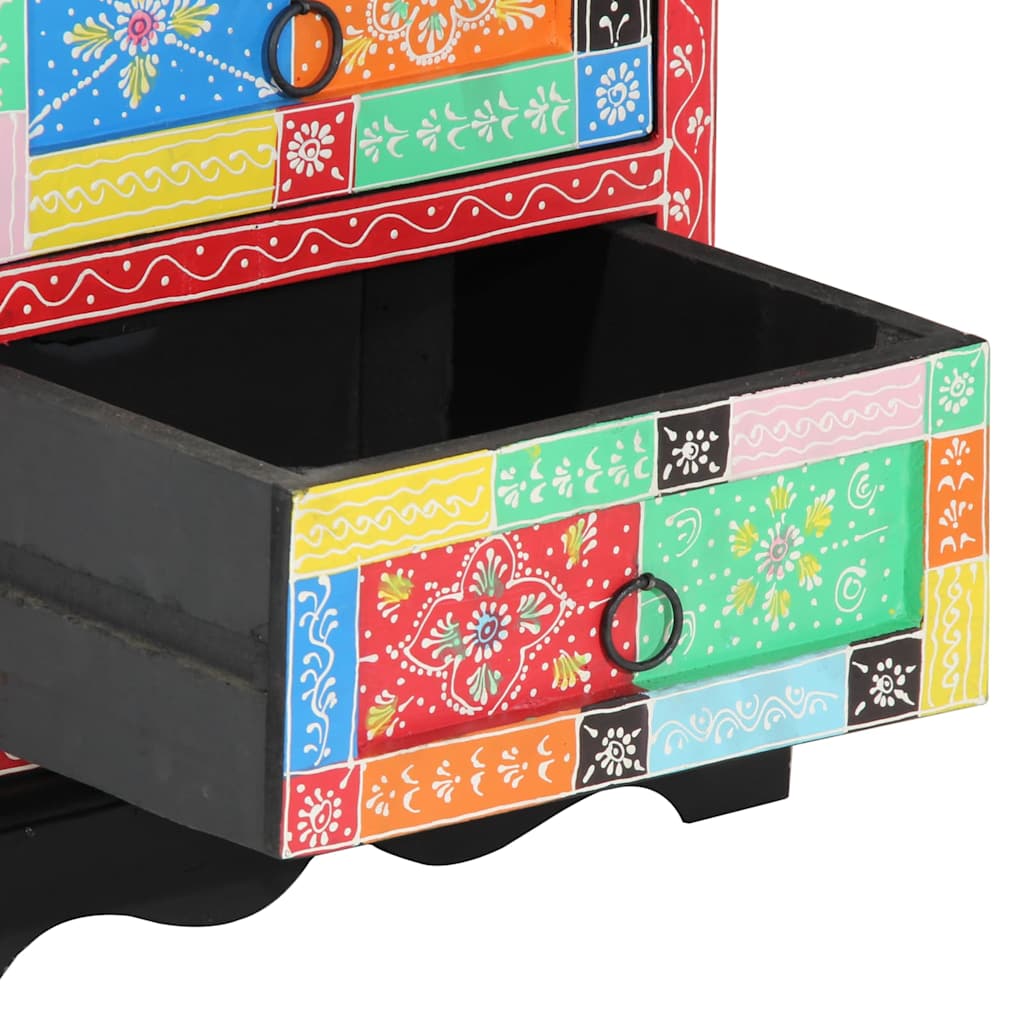 Sängbord Nattduksbord Trä med låda 2 pcs Flerfärgsdesign 40 x 35 x 45 cm