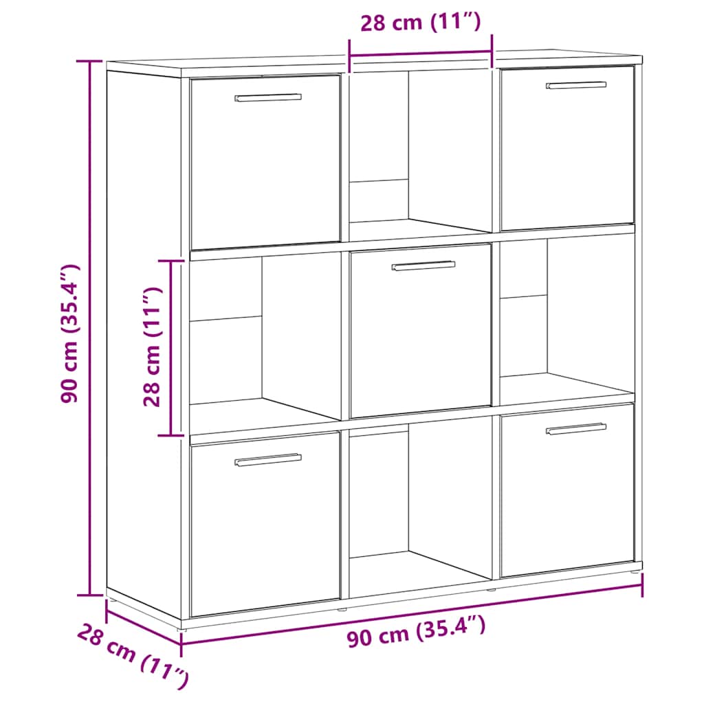 Bokhylla Artisan Ek 90x28x90 cm