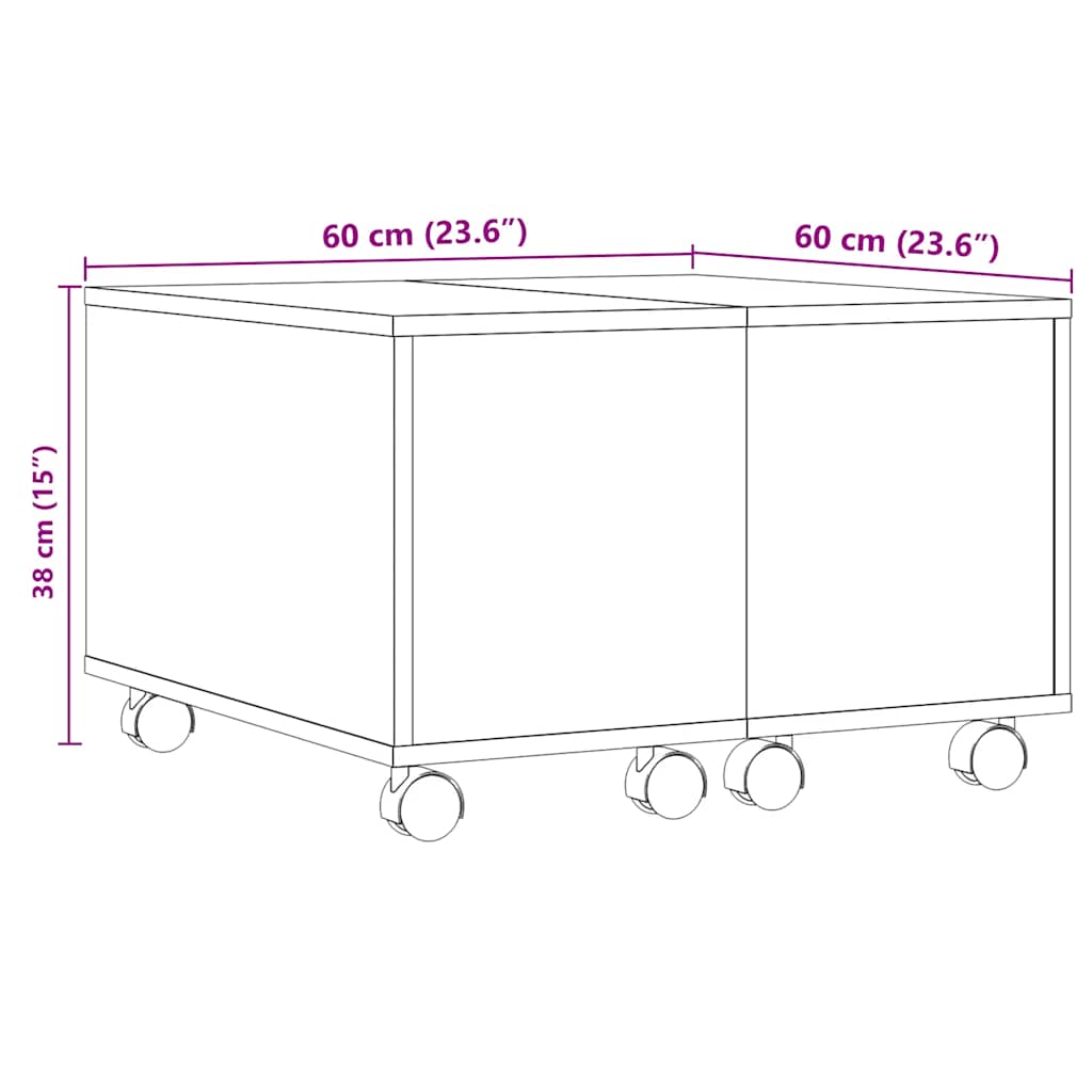 Soffbord Åldrat Trä 60x60x38 cm